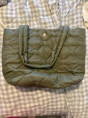 lululemon athletica Olive Green Quilted Puffer Tote